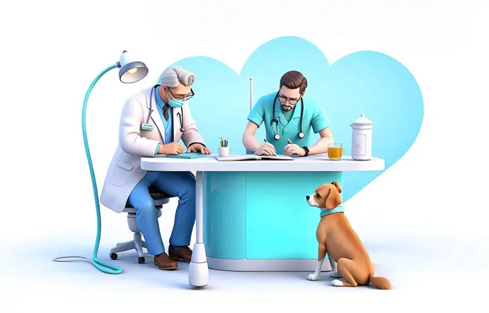Creative and Eye Catching Pet Care Clinic 3D Character Illustration